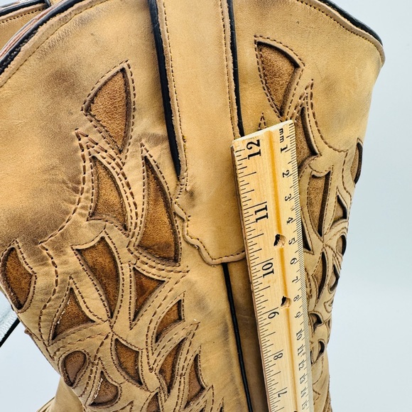 Tanner Mark western cowboy Light Tan Leather Women’s Boots 7.5 -Rodeo-Festival - Picture 7 of 11